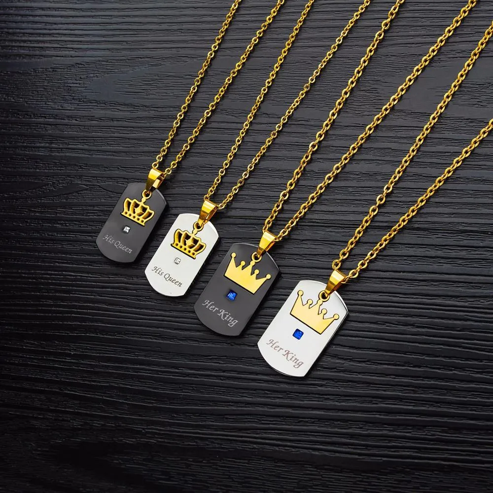 Her King and His Queen Necklace for Couples