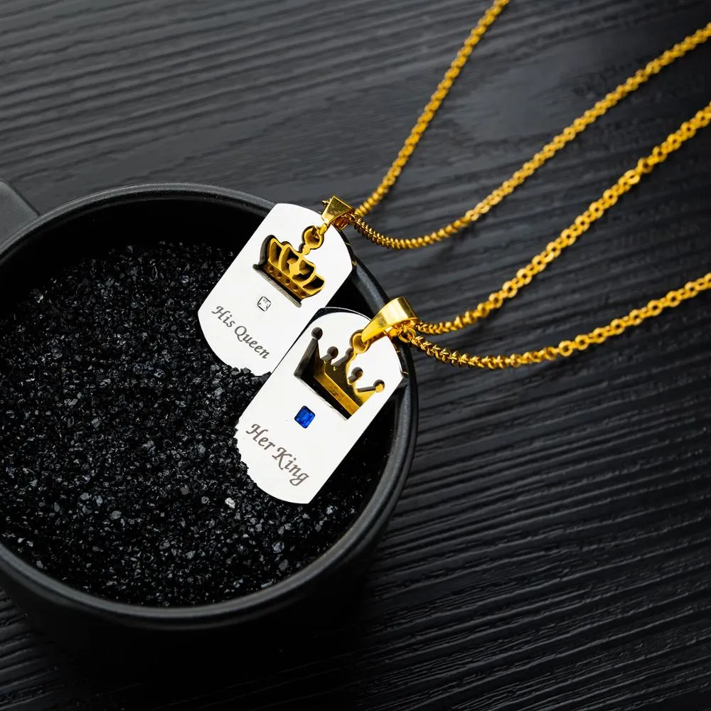Her King and His Queen Necklace for Couples