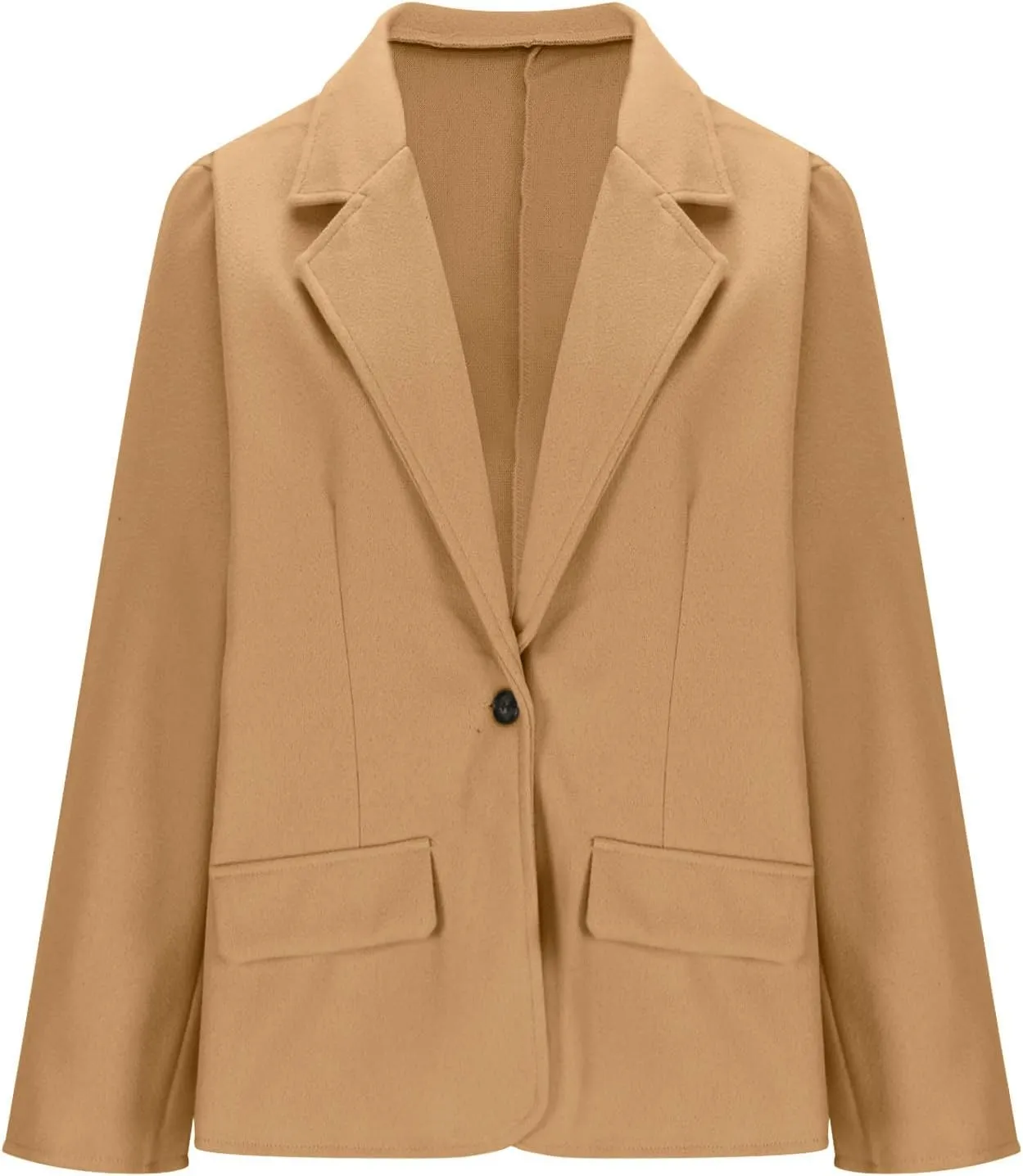HGps8w Women's Notched Lapel Wool Coats Elegant Open Front Winter Wool Blend Blazer Jacket Trench Overcoat with Pockets