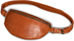 HIDES Nexus Leather Belt Bag, Handcrafted Travel Companion with Premium Full-Grain Leather Spacious Compartments Discreet Back Zip Pocket Adjustable Leather Strap Water-Resistant (Hazelnut)