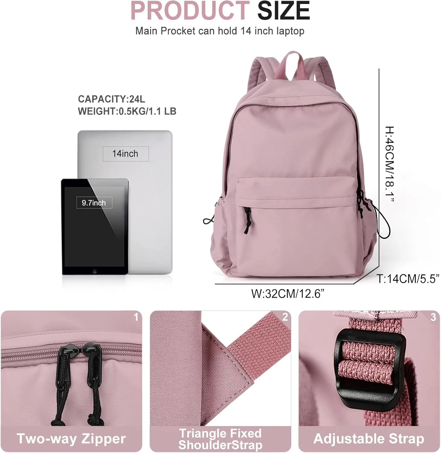 High School Bags Casual Daypack For Men Women Lightweight College Bookbag Waterproof Purple School Backpacks For Girls Boys Travel Laptop bag