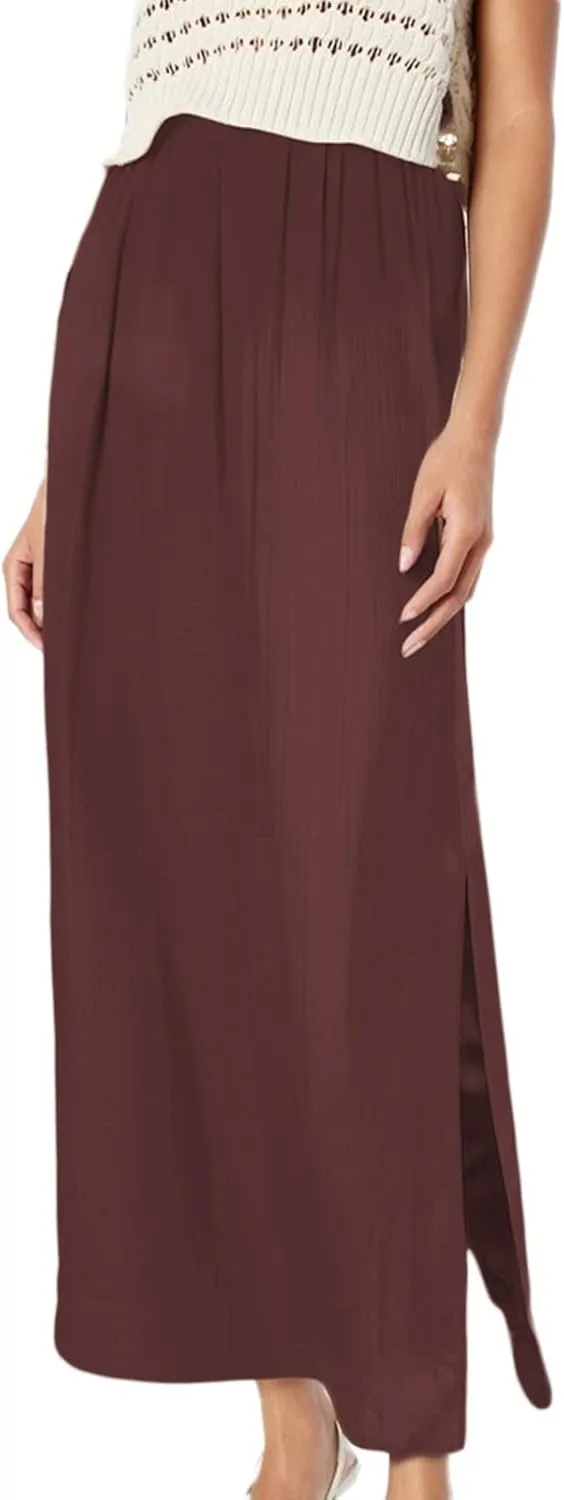 High Waisted Linen Skirts for Women Side Split Trendy Summer Casual Long Skirt Boho A Line Maxi Skorts 2025