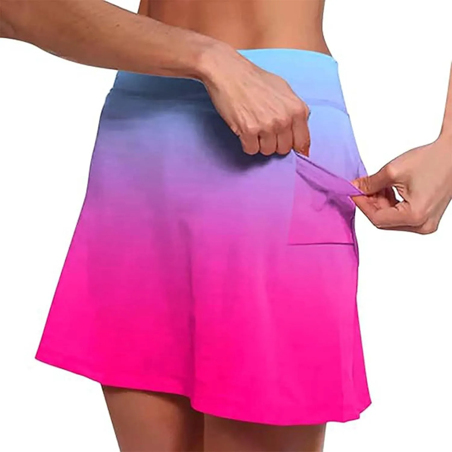High Waisted Skorts for Women Gradient Stretchy Tennis Shirt Lightweight Casual Comfortable Shirts Skirts with Pockets
