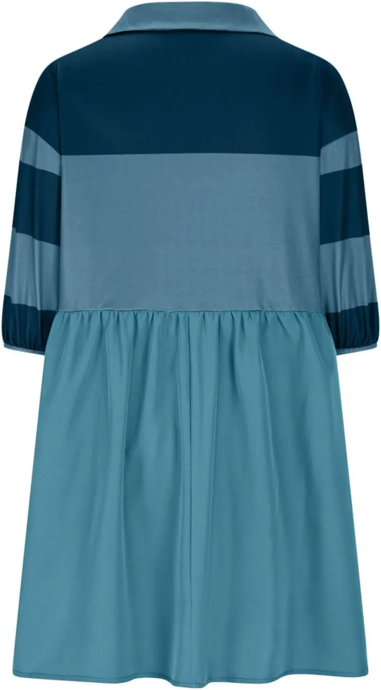 hlysgo Babydoll Dress for Women 2025 Summer Cute Short Sleeve V Neck Mini Dresses Casual Loose Fit A-Line Swing Shirt Dress