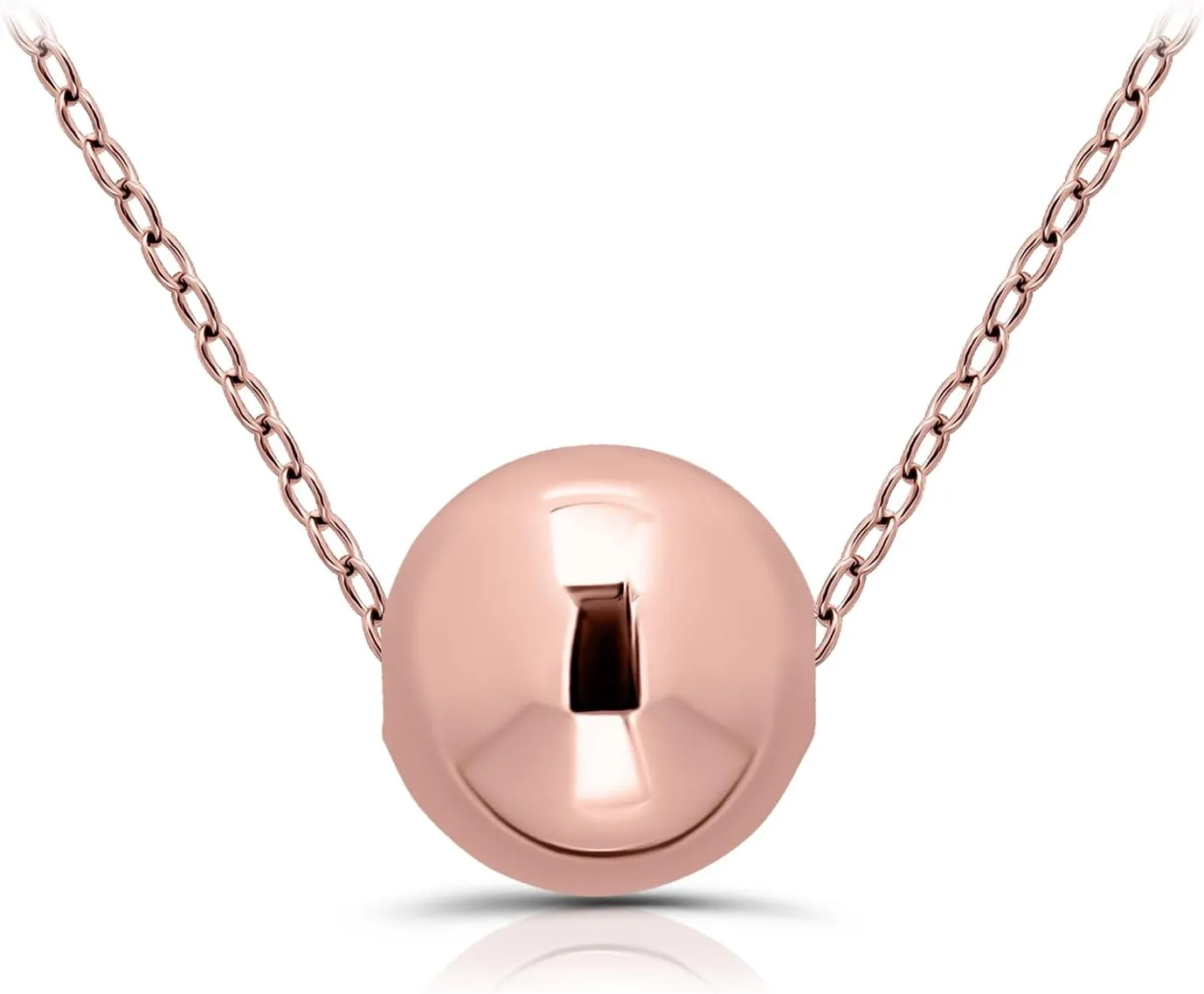 Hoops & Loops 925 Sterling Silver 10mm Polished Ball Bead Necklace for Women, Men | Silver, Black, Yellow Gold & Rose Gold