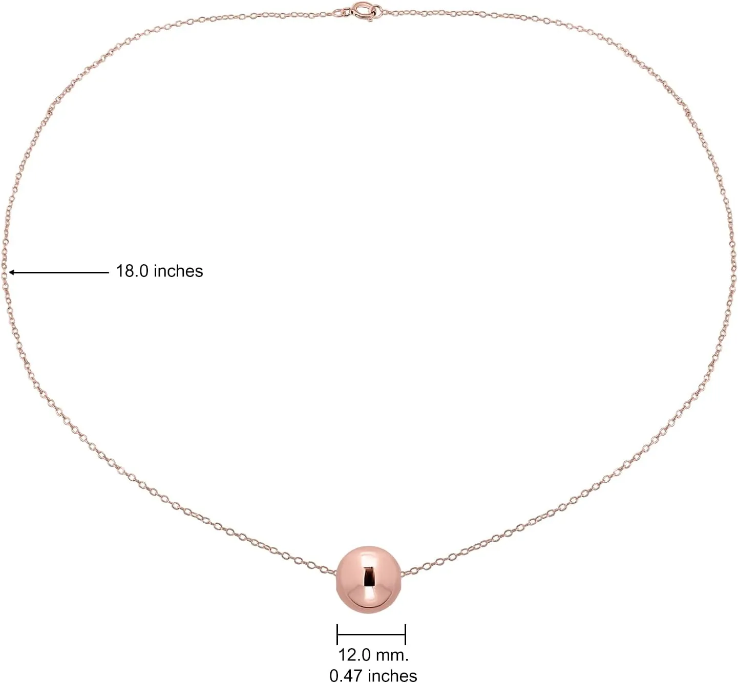 Hoops & Loops 925 Sterling Silver 10mm Polished Ball Bead Necklace for Women, Men | Silver, Black, Yellow Gold & Rose Gold