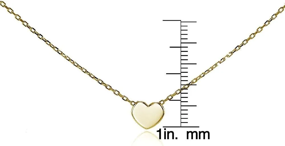Hoops & Loops 925 Sterling Silver Heart Love Tiny Dainty Choker Necklace for Women, Silver Yellow Gold & Rose Gold