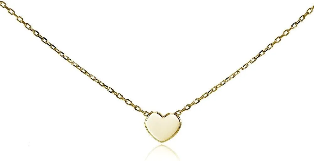 Hoops & Loops 925 Sterling Silver Heart Love Tiny Dainty Choker Necklace for Women, Silver Yellow Gold & Rose Gold