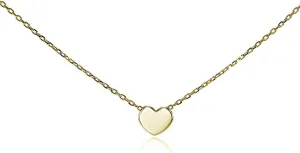 Hoops & Loops 925 Sterling Silver Heart Love Tiny Dainty Choker Necklace for Women, Silver Yellow Gold & Rose Gold