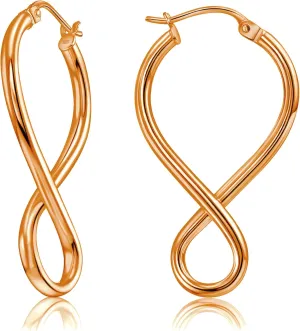 Hoops & Loops 925 Sterling Silver Infinity Eternity Figure Eight 8 Polished Twisted Endless or Click-Top Hoop Earrings for Women
