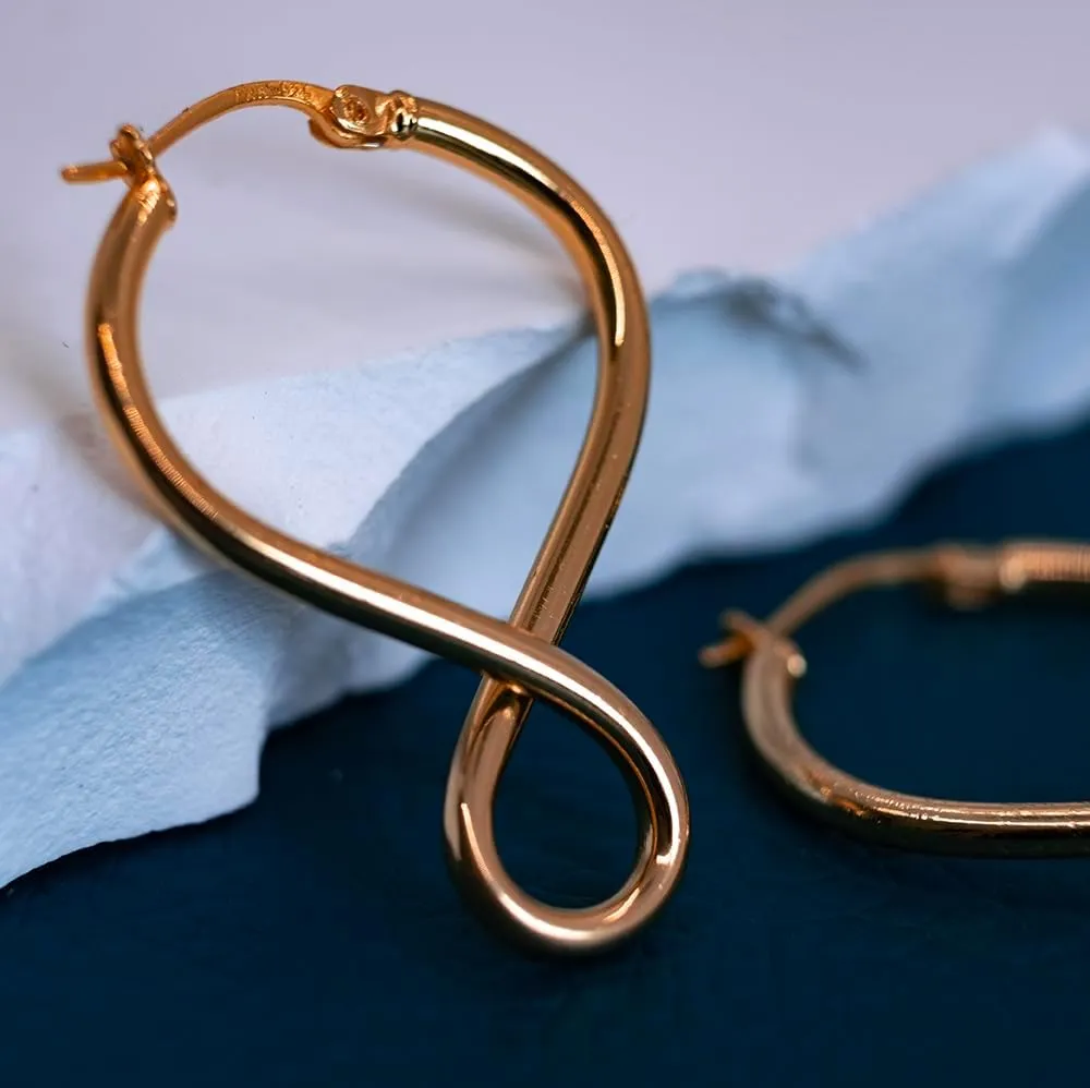 Hoops & Loops 925 Sterling Silver Infinity Eternity Figure Eight 8 Polished Twisted Endless or Click-Top Hoop Earrings for Women