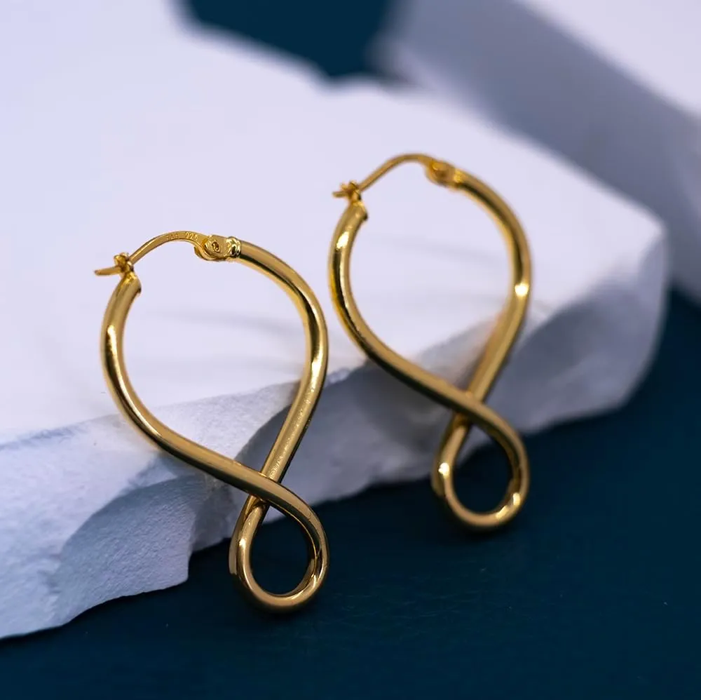 Hoops & Loops 925 Sterling Silver Infinity Eternity Figure Eight 8 Polished Twisted Endless or Click-Top Hoop Earrings for Women
