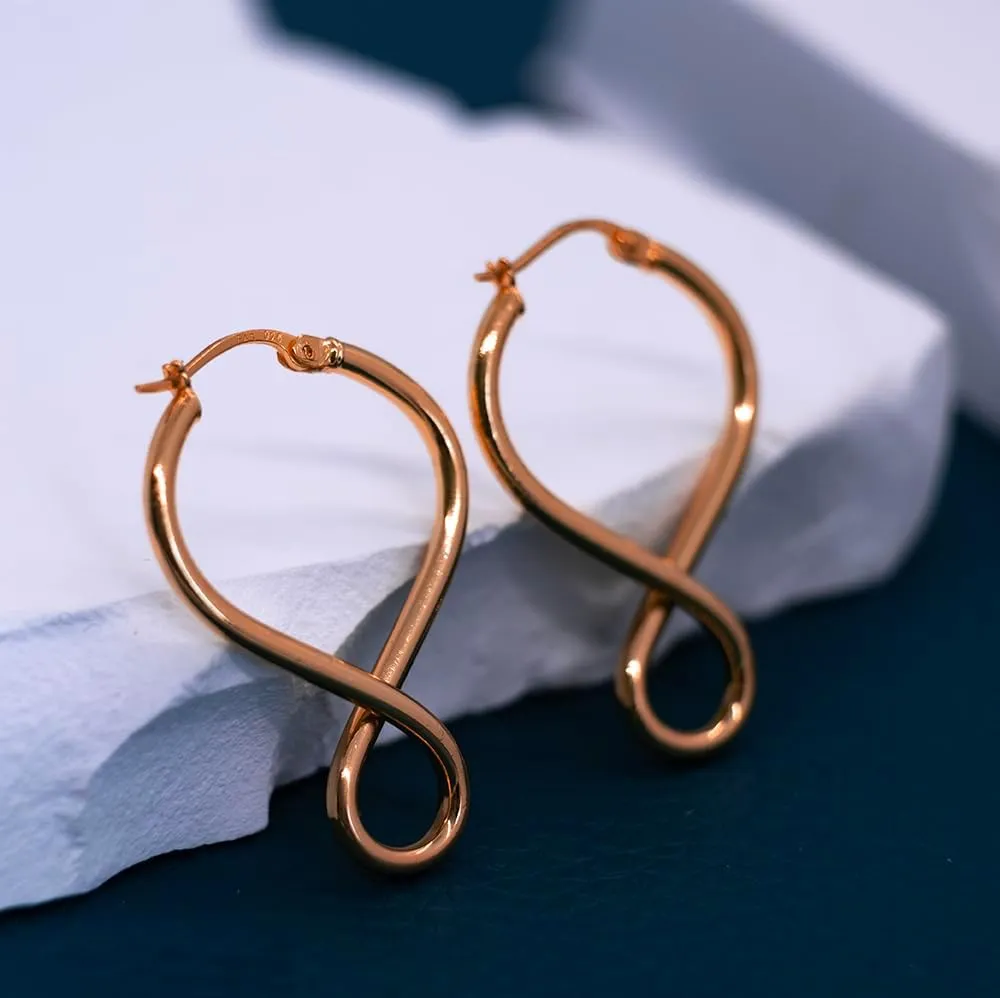 Hoops & Loops 925 Sterling Silver Infinity Eternity Figure Eight 8 Polished Twisted Endless or Click-Top Hoop Earrings for Women