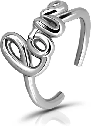 Hoops & Loops 925 Sterling Silver Love Open Toe Ring for Women Men