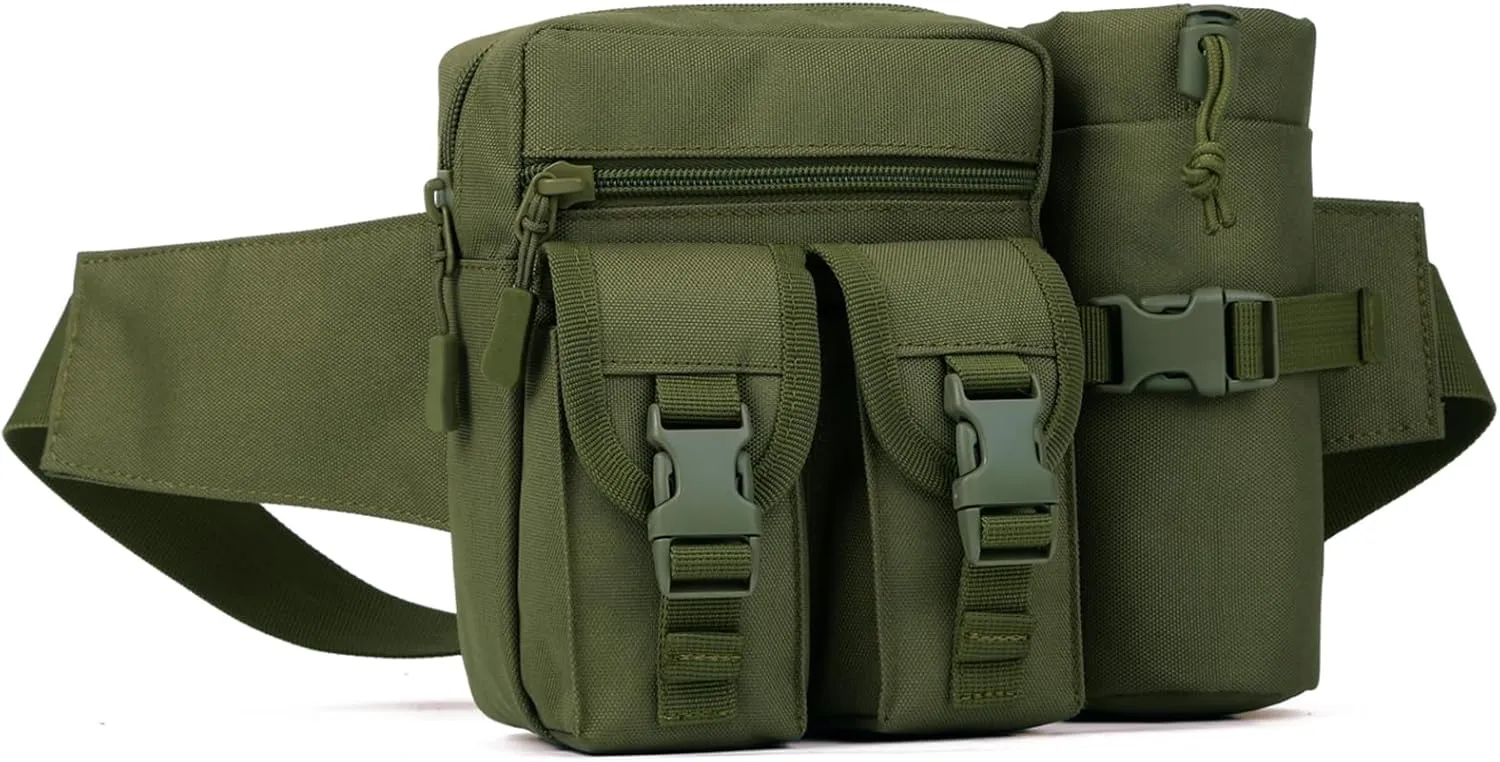 Huntvp Tactical Waist Pack Pouch With Water Bottle Pocket Holder Waterproof Molle Fanny Hip Belt Bag