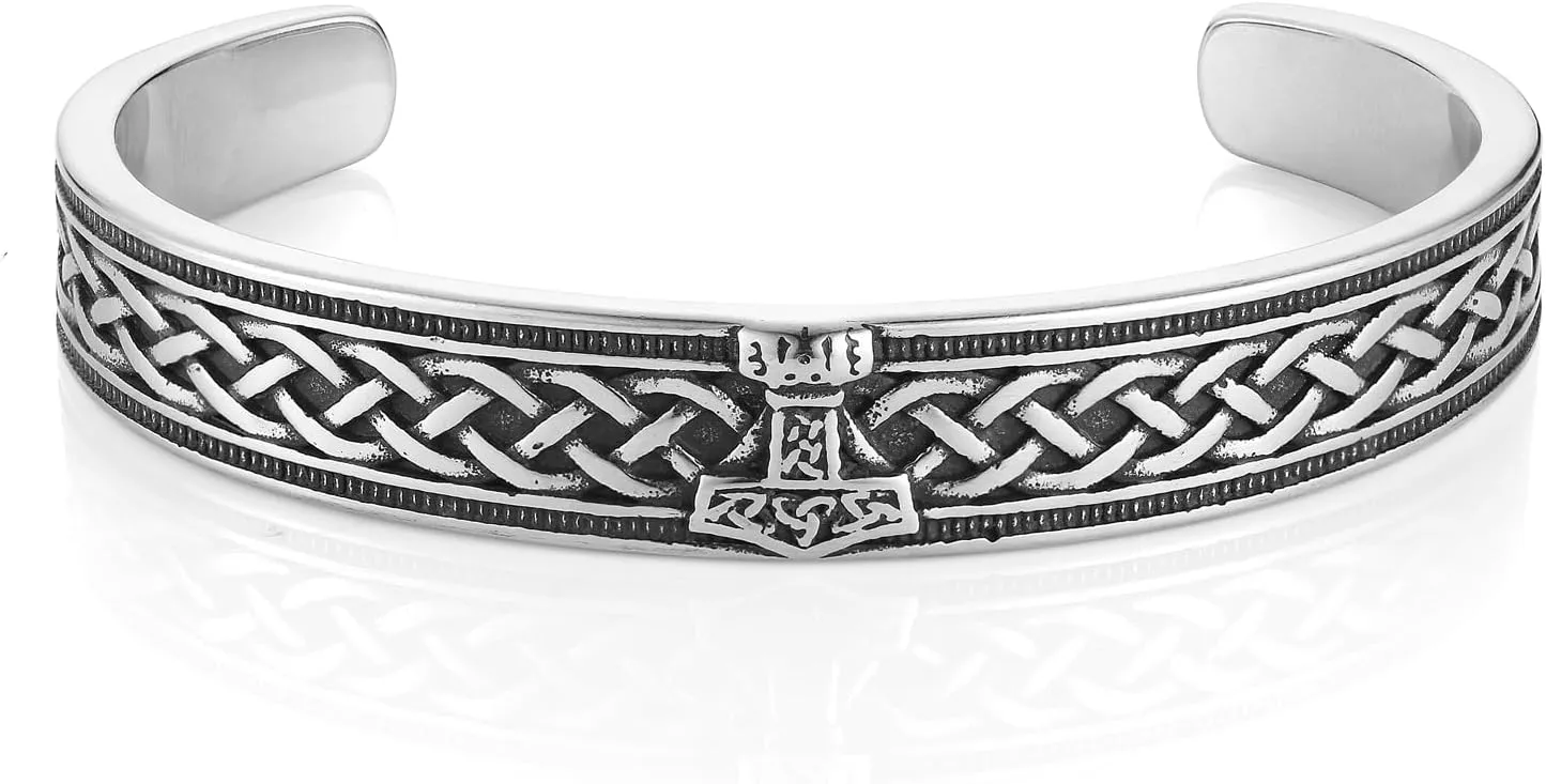 HZMAN Nordic Viking Celtic Knot Bracelet for Men Retro Stainless Steel Cuff Bracelet Infinity Knot Bangle Jewelry Gift