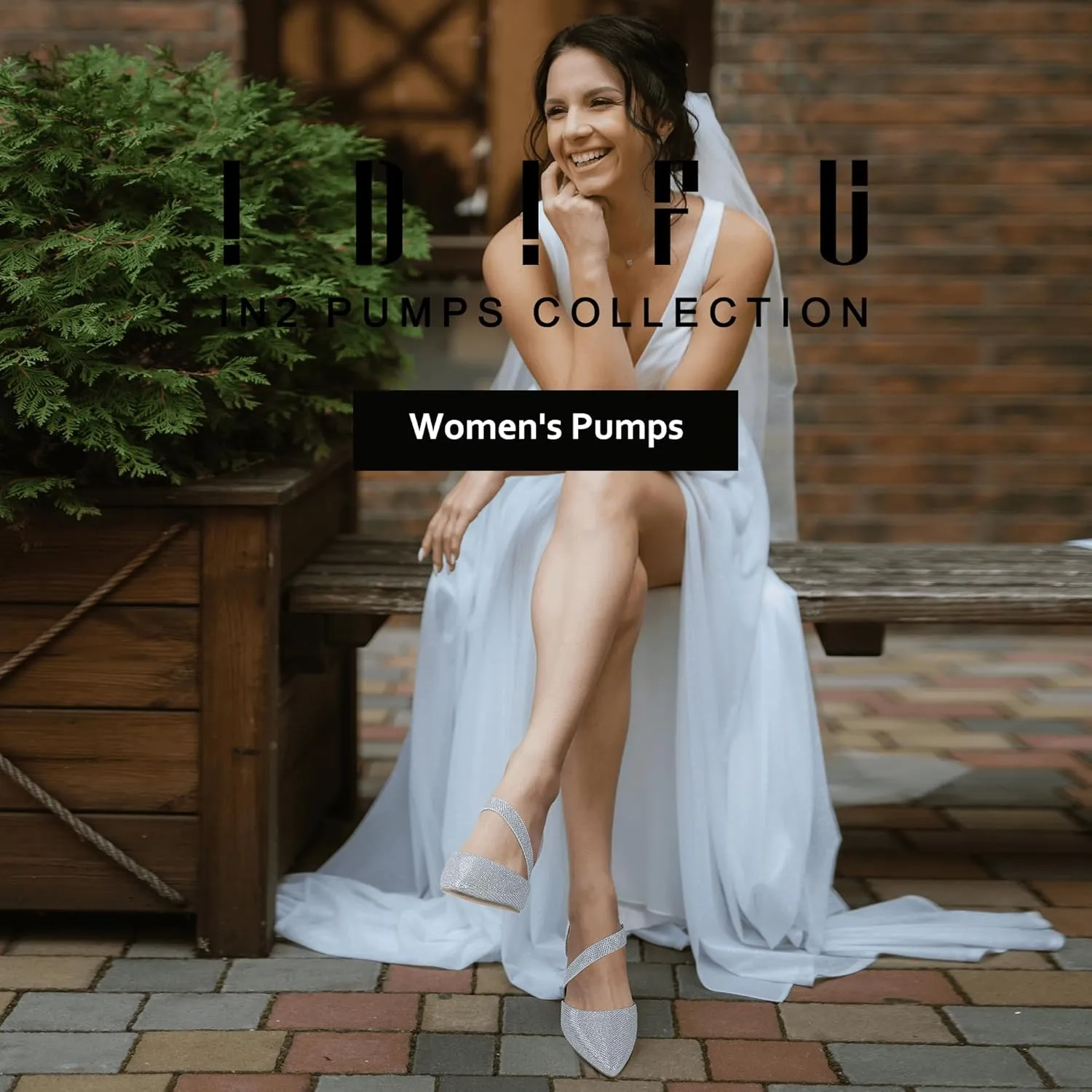 IDIFU IN2 Women's Pumps Closed Toe Strappy Heels Low Block Chunky Heels Dressy Wedding Bride Bridesmaid Prom Graduation Business Dress Shoes for Women Comfortable Formal Pointed Toe Short Small Heels