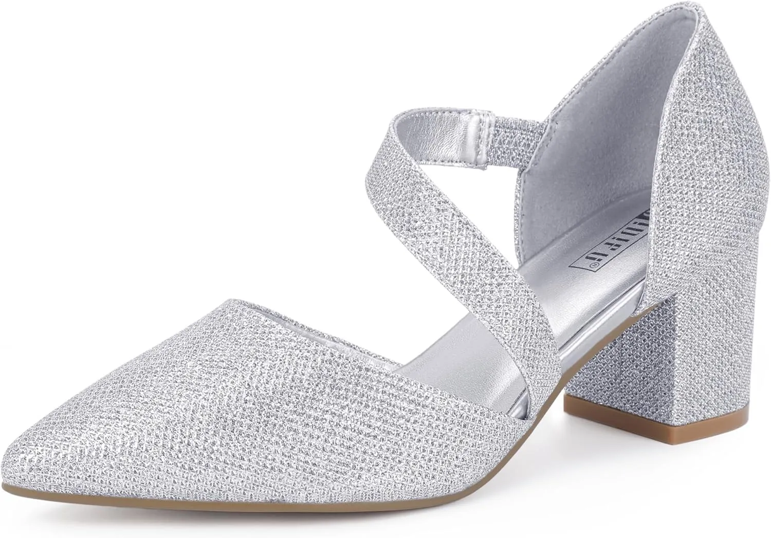 IDIFU IN2 Women's Pumps Closed Toe Strappy Heels Low Block Chunky Heels Dressy Wedding Bride Bridesmaid Prom Graduation Business Dress Shoes for Women Comfortable Formal Pointed Toe Short Small Heels