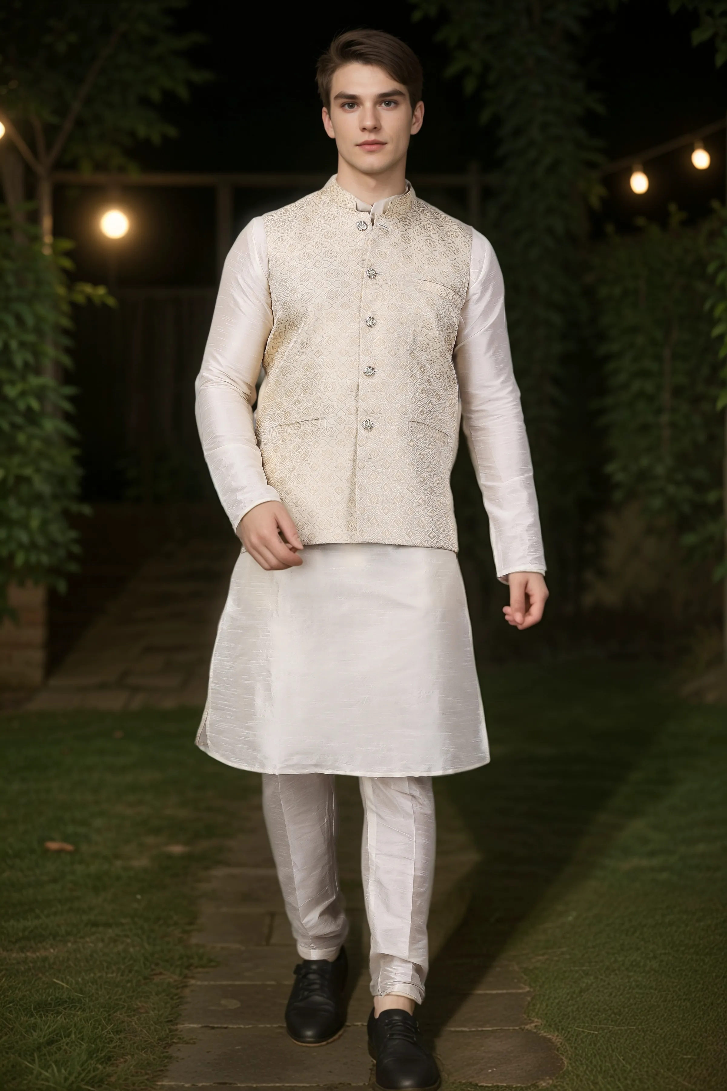 Ivory Elegance Brocade Vasket