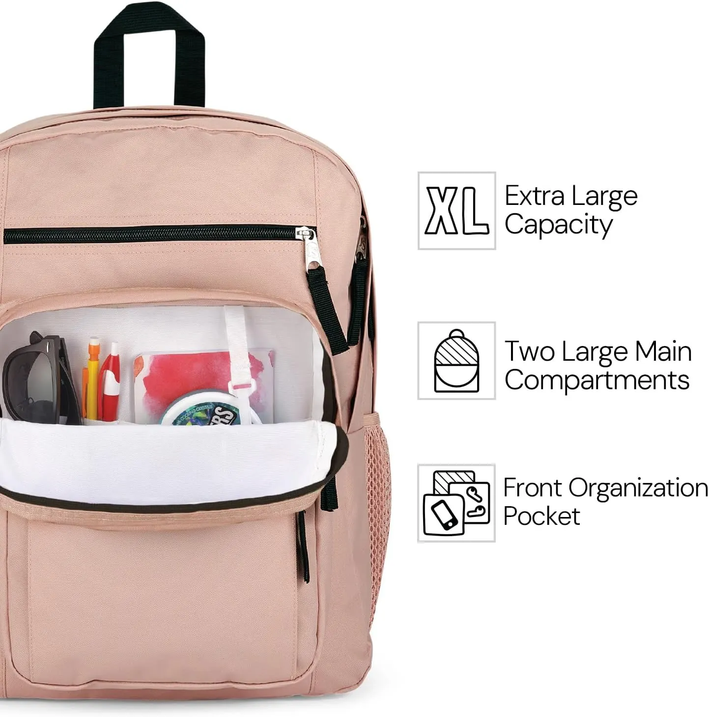 JanSport Laptop Backpack - Computer Bag with 2 Compartments, Ergonomic Shoulder Straps, 15 Laptop Sleeve, Haul Handle - Red/Multi Hippie Days