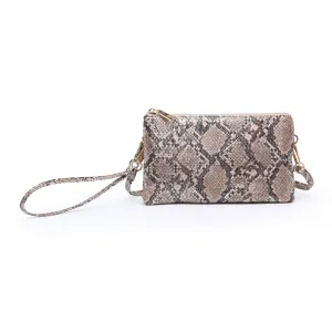 Jen & Co. Riley Bronze Python 3 Compartment Crossbody Or Wristlet