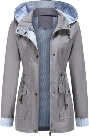 JEsilunmaMY Women's Lightweight Military Anorak Jackets Safari Hoodie Utility Drawstring Coat Windproof Windbreaker Raincoats