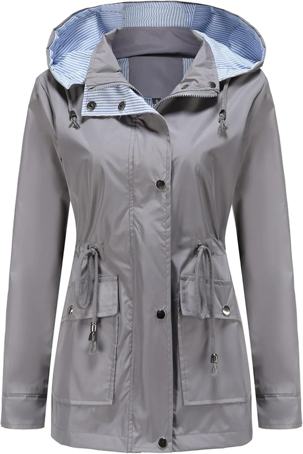 JEsilunmaMY Women's Lightweight Military Anorak Jackets Safari Hoodie Utility Drawstring Coat Windproof Windbreaker Raincoats