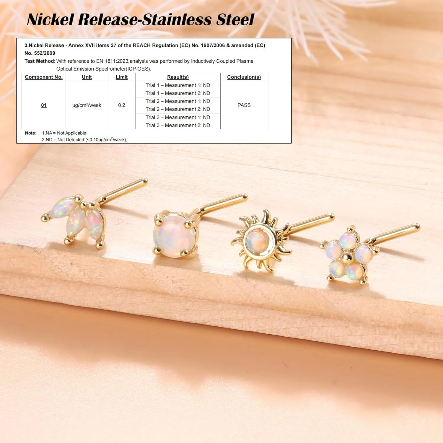 JOERICA Nose Rings Studs for Women Stainless Steel L Shaped Nose Studs Tiny Opal CZ Sunflower Turquoise Bee Planet Geometric Nose Piercing Jewelry