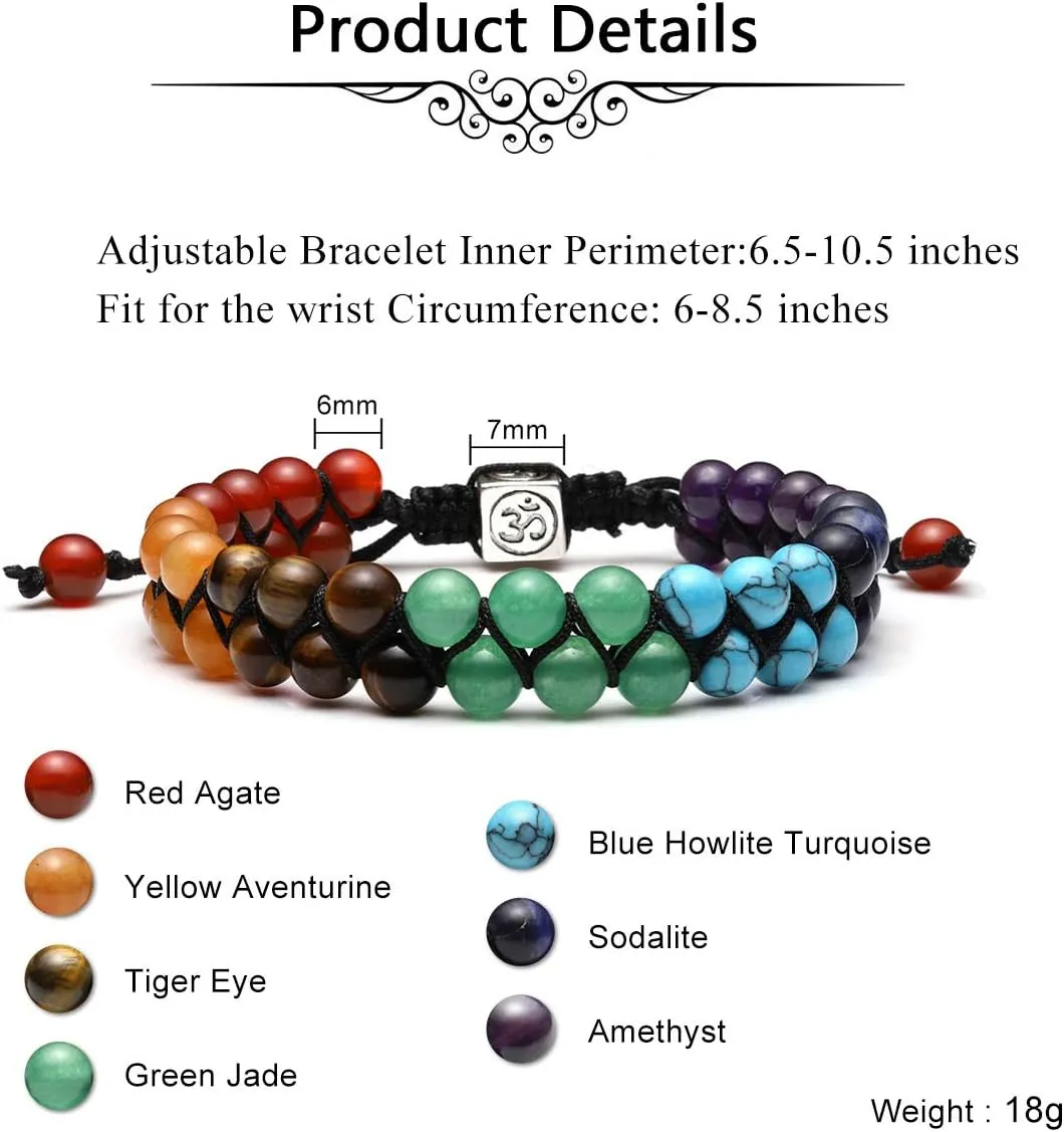 Jovivi Chakra Bead Bracelets for Women Men - 6mm Natural 7 Chakra Healing Crystal Tree Life Stretch Bracelet with Real Stones Anxiety Meditation Yoga Gemstone Jewelry