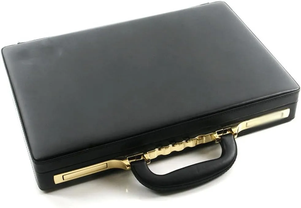 JSEIAJB Business Men Black Leather Messenger Bag Box Computer Box Briefcase.