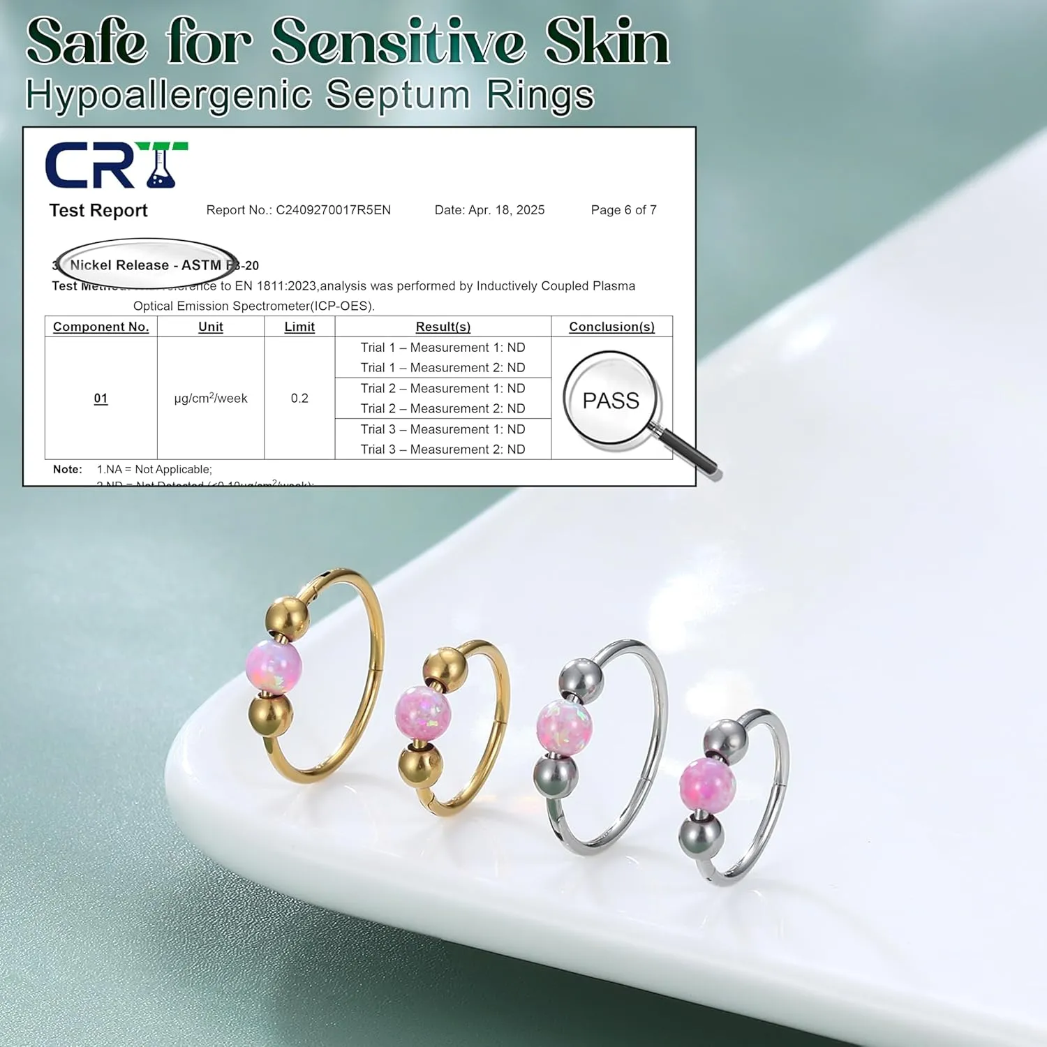 Jstyle 8 Pcs Nose Rings Set for Women Men Hypoallergenic 316L Stainless Steel Nose Studs 20G Opal Nose Rings Hoops 8/10MM Septum Cartilage Helix Rook 2nd/3rd Earlobe Lip Piercings