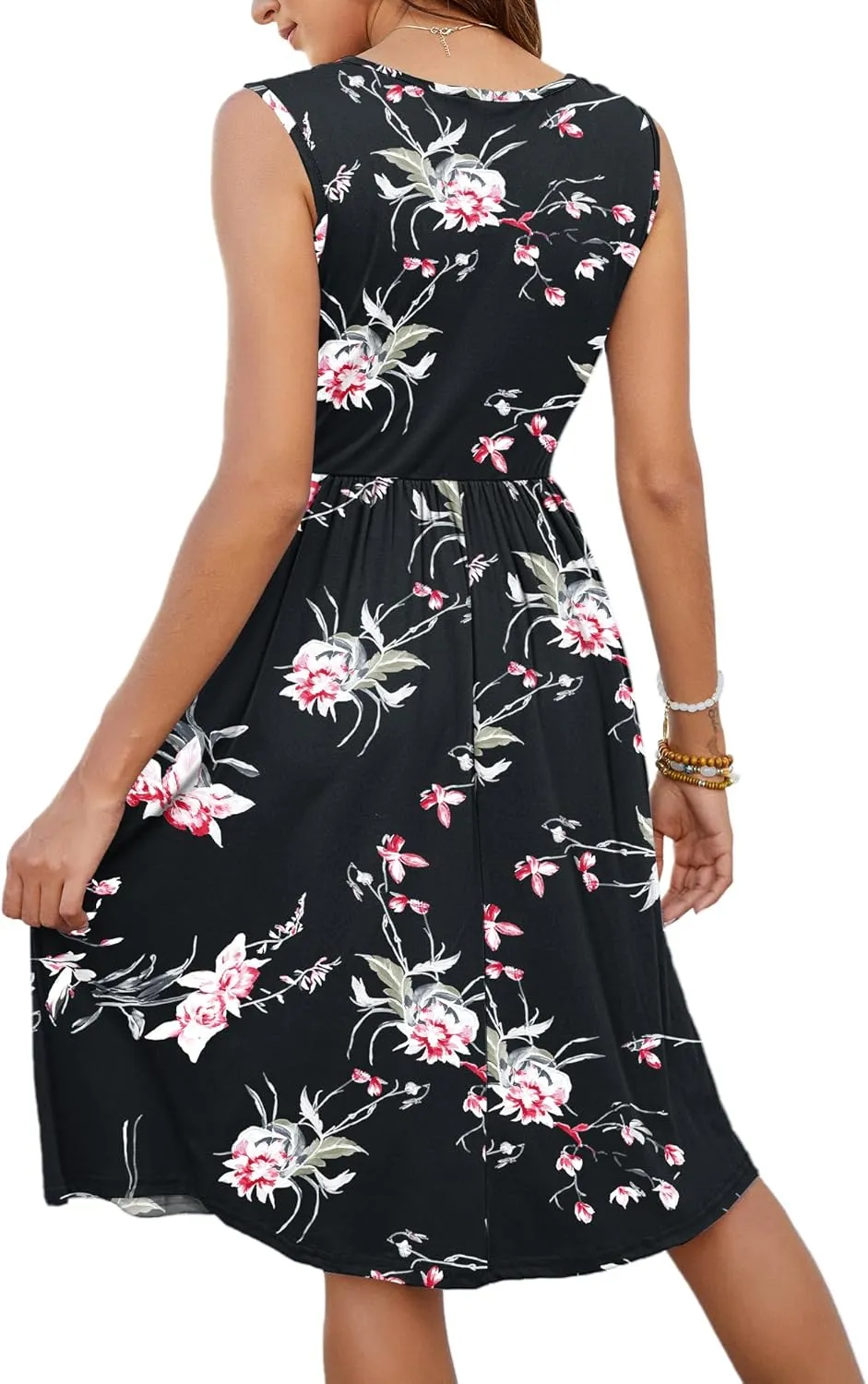 KARALIN Womens Summer Dresses 2025 Sundress, Casual Sleeveless V Neck Vacation & Beach Midi Dress M-4XL