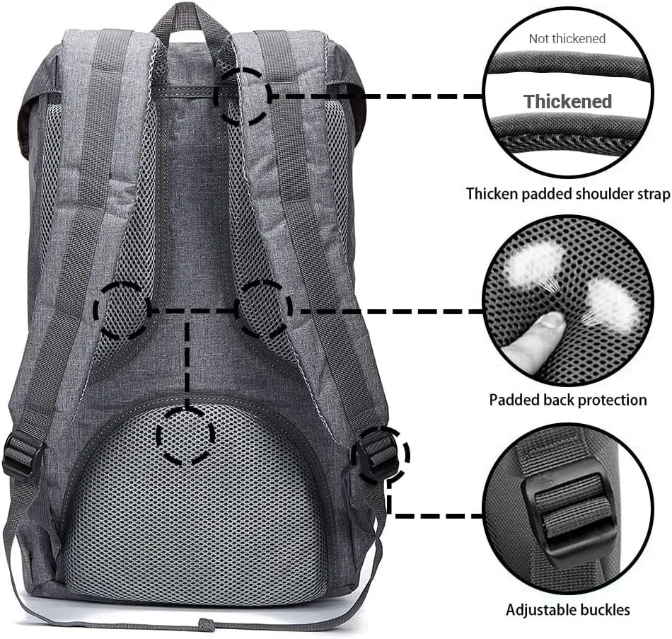 KAUKKO Travel Laptop Backpack, Outdoor Rucksack, Causal backpack Fits 15.6"(Oxford Grey)