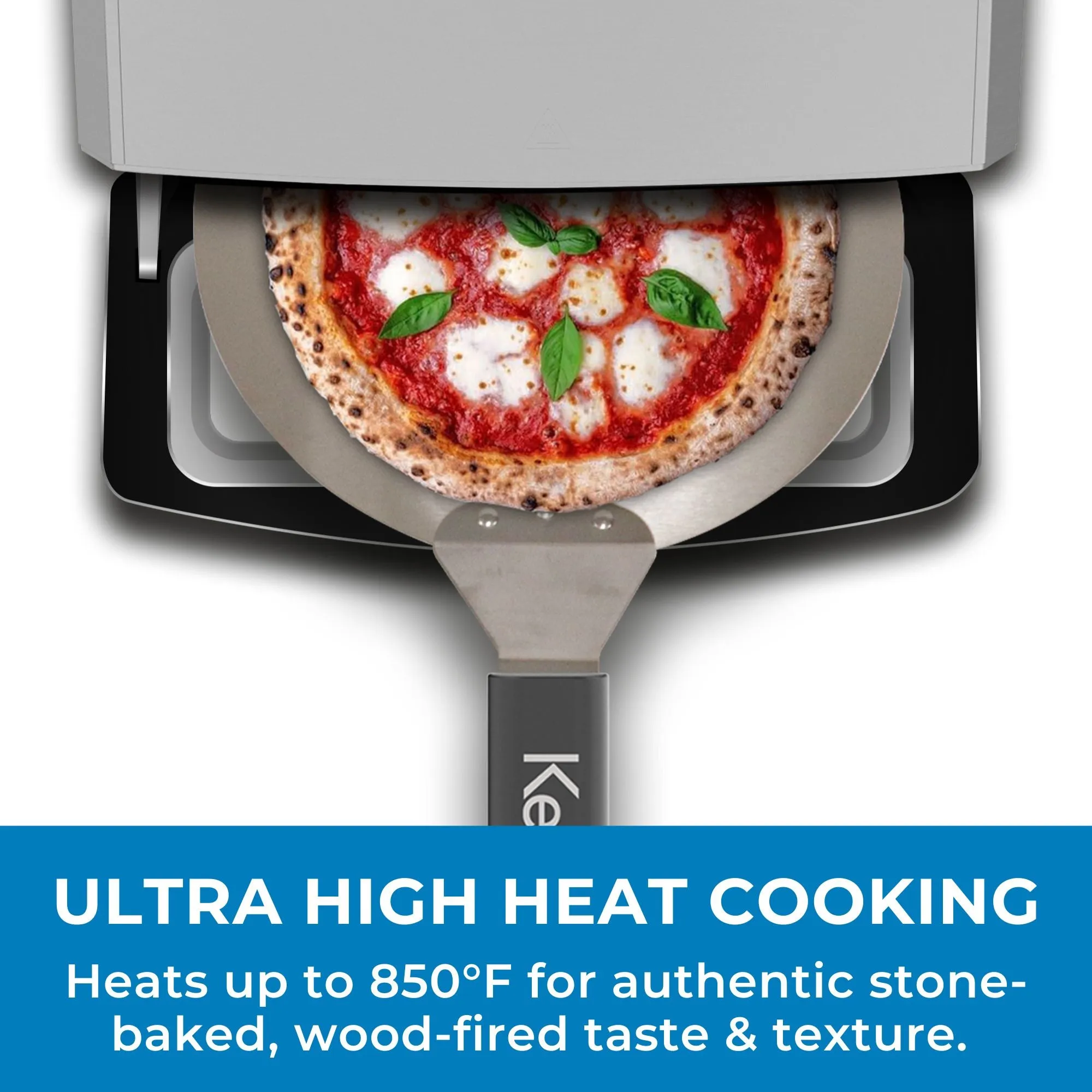 Kenmore Outdoor/Indoor Electric Pizza Oven – Cooks 13” Pizza In Minutes | 850°F For Wood Fired Taste | Weather-Resistant Portable Countertop Oven | 5 Presets | Pizza Stone & Peel | Stainless Steel