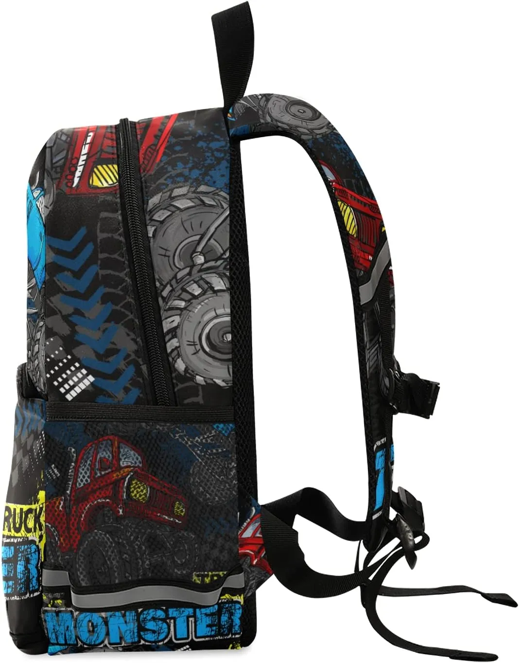 Kids Backpack,Monster Truck Lane Track Lightweight Preschool Backpack for Toddlers Boys Girls with Chest clip One Size