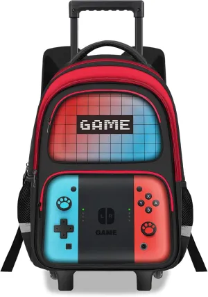 Kids Rolling Backpack for Boys - Gamer Boys Rolling Backpack with Wheels,Multifunctional Wheeled Bookbag for Travel,Roller School Bag for Elementary Middle School Aged 6-18