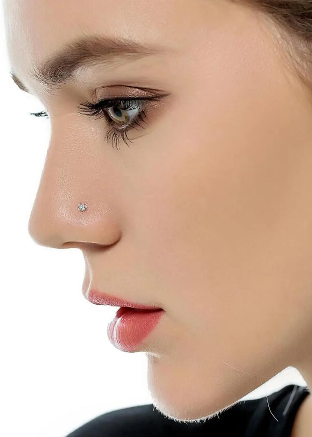 Kridzisw 20G 18G 16G Nose Rings Studs 316L Surgical Steel Flat Back Threadless Push in Nose Studs Screw L-Shaped Nose Rings Tragus Cartilage Helix Earrings Piercing Jewelry for Women Men