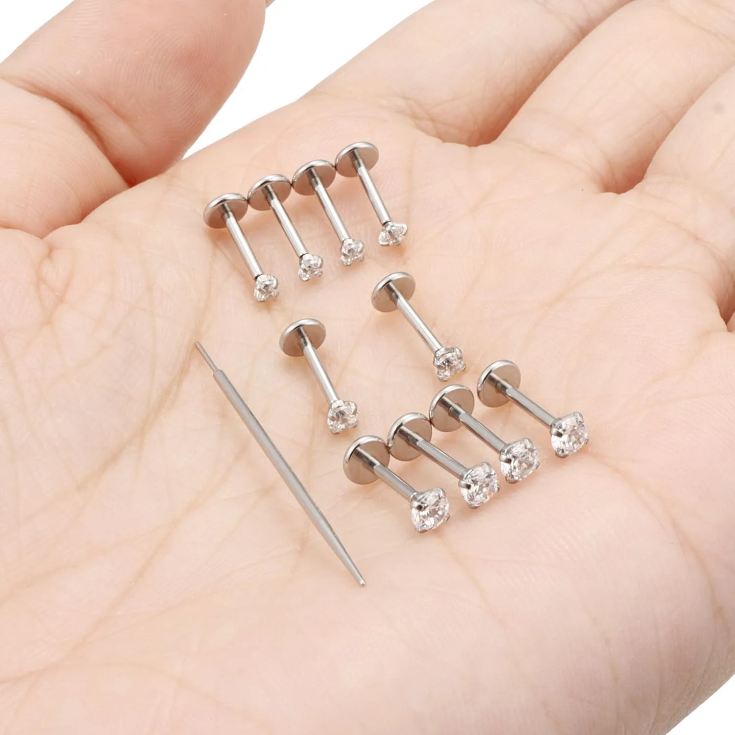 Kridzisw 20G 18G 16G Nose Rings Studs 316L Surgical Steel Flat Back Threadless Push in Nose Studs Screw L-Shaped Nose Rings Tragus Cartilage Helix Earrings Piercing Jewelry for Women Men
