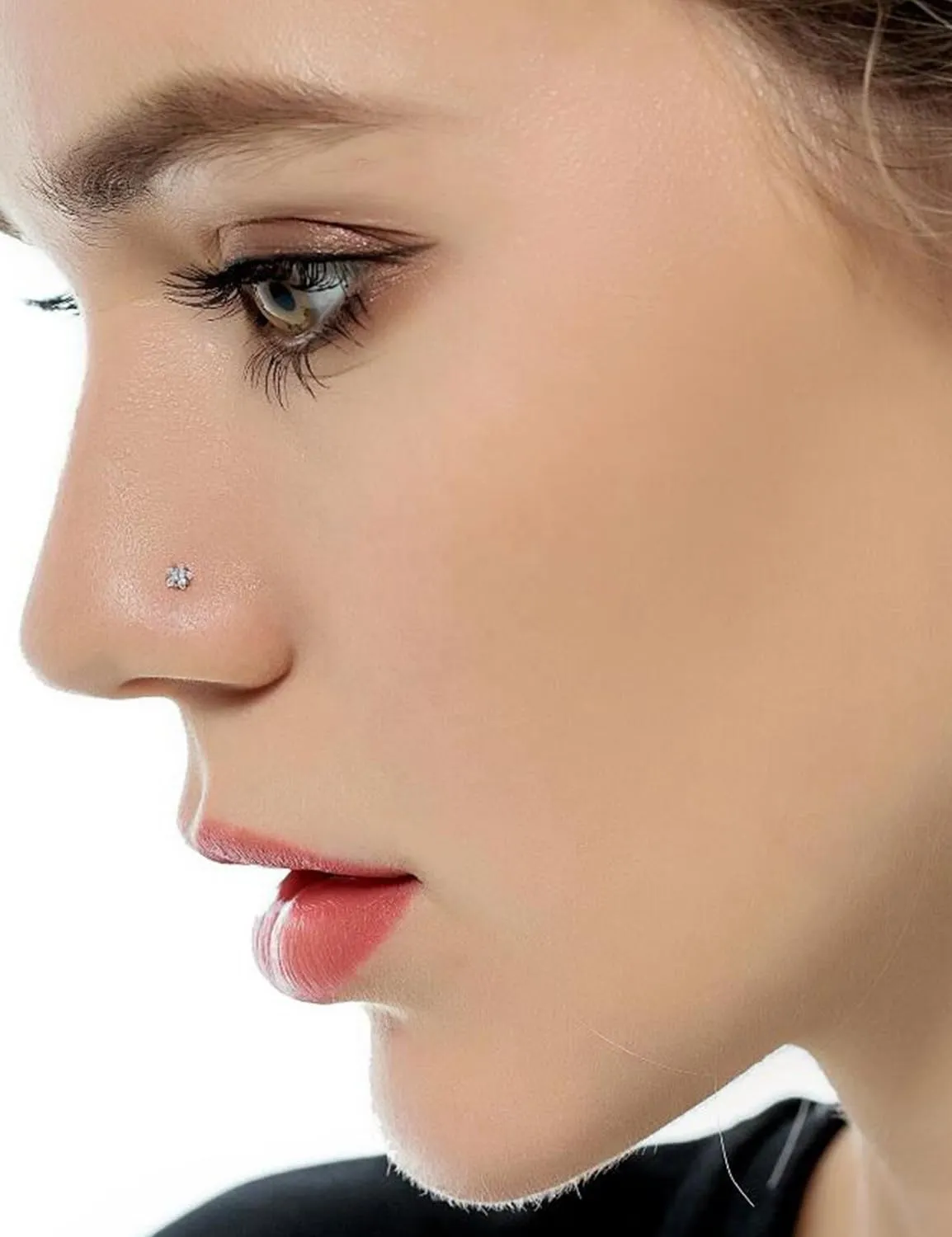 Kridzisw 20G 18G 16G Nose Rings Studs 316L Surgical Steel Flat Back Threadless Push in Nose Studs Screw L-Shaped Nose Rings Tragus Cartilage Helix Earrings Piercing Jewelry for Women Men
