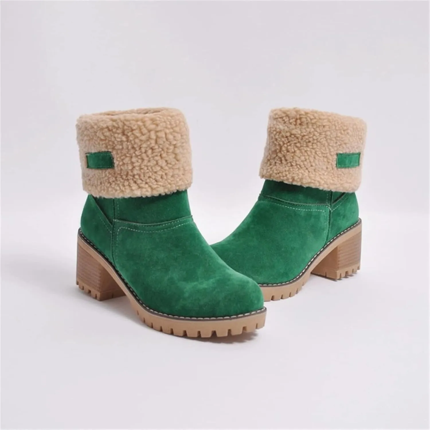 Ladmiple Winter Boots For Women Tall Mid Calf Snow Boots Warm Comfortable Outdoor Fur Lined Thickening Walking Shoes