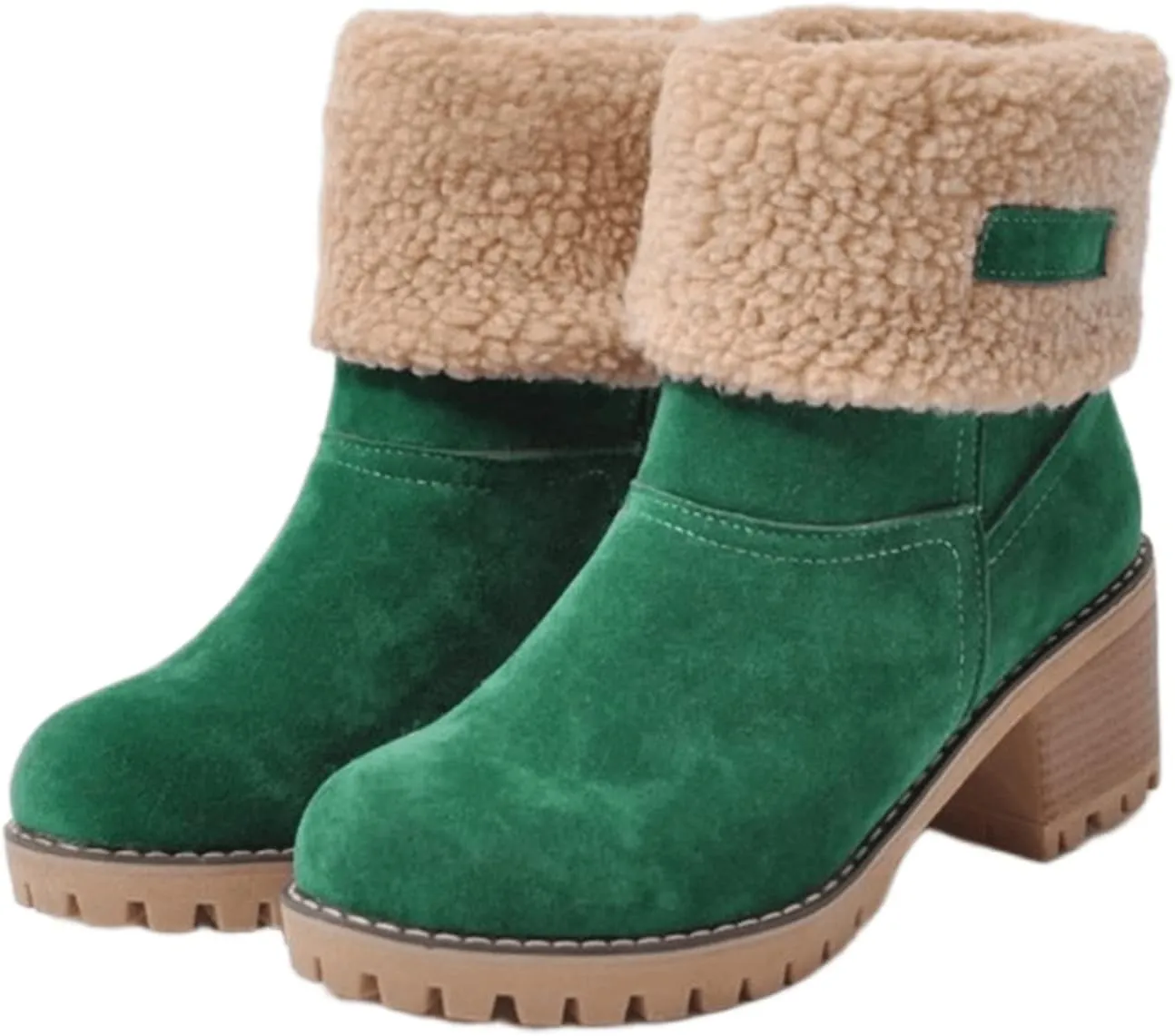 Ladmiple Winter Boots For Women Tall Mid Calf Snow Boots Warm Comfortable Outdoor Fur Lined Thickening Walking Shoes