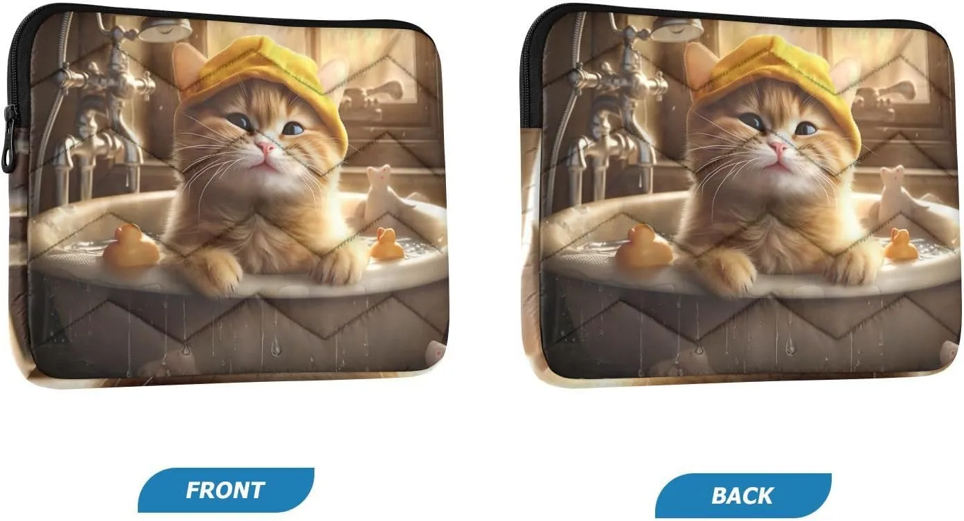 Laptop Carrying Case Thin Computer Carrying Bag Cute Cat Bath