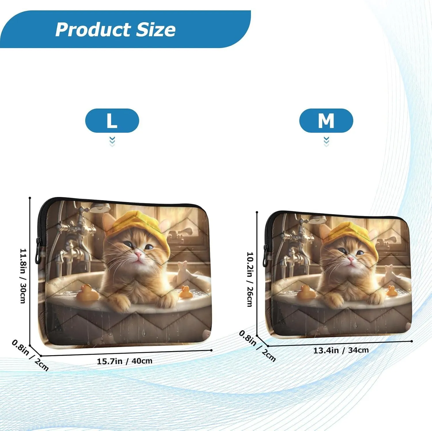 Laptop Carrying Case Thin Computer Carrying Bag Cute Cat Bath
