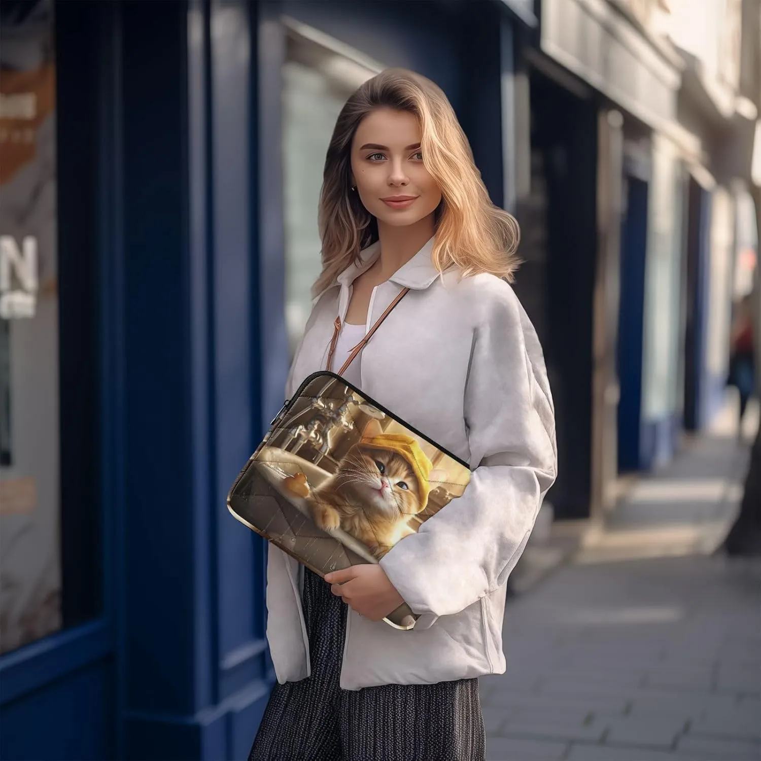 Laptop Carrying Case Thin Computer Carrying Bag Cute Cat Bath