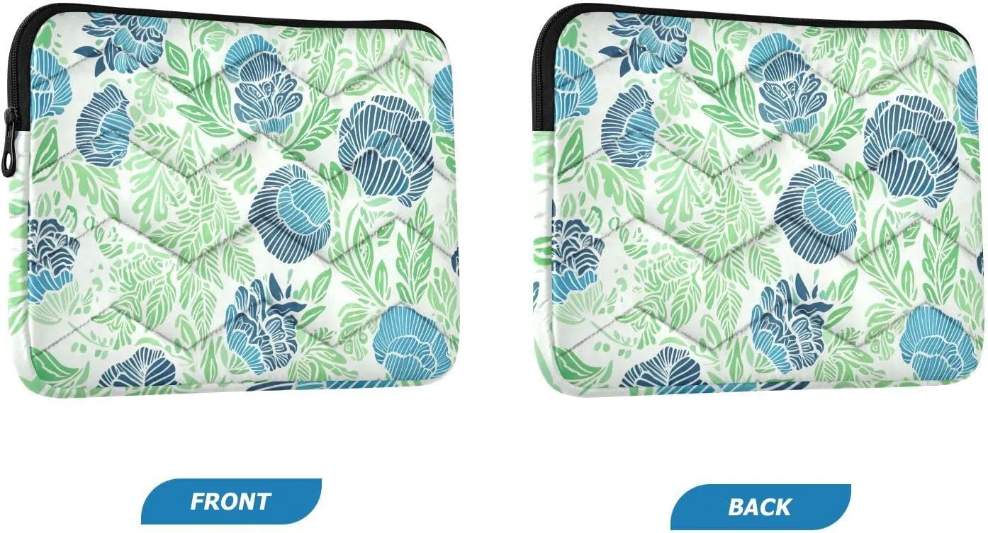 Laptop Case 13, 13.3, 14 Inch Tropical Petals Blue Protective Case with Zipper Tablet Briefcase Carrying Bag