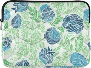 Laptop Case 13, 13.3, 14 Inch Tropical Petals Blue Protective Case with Zipper Tablet Briefcase Carrying Bag
