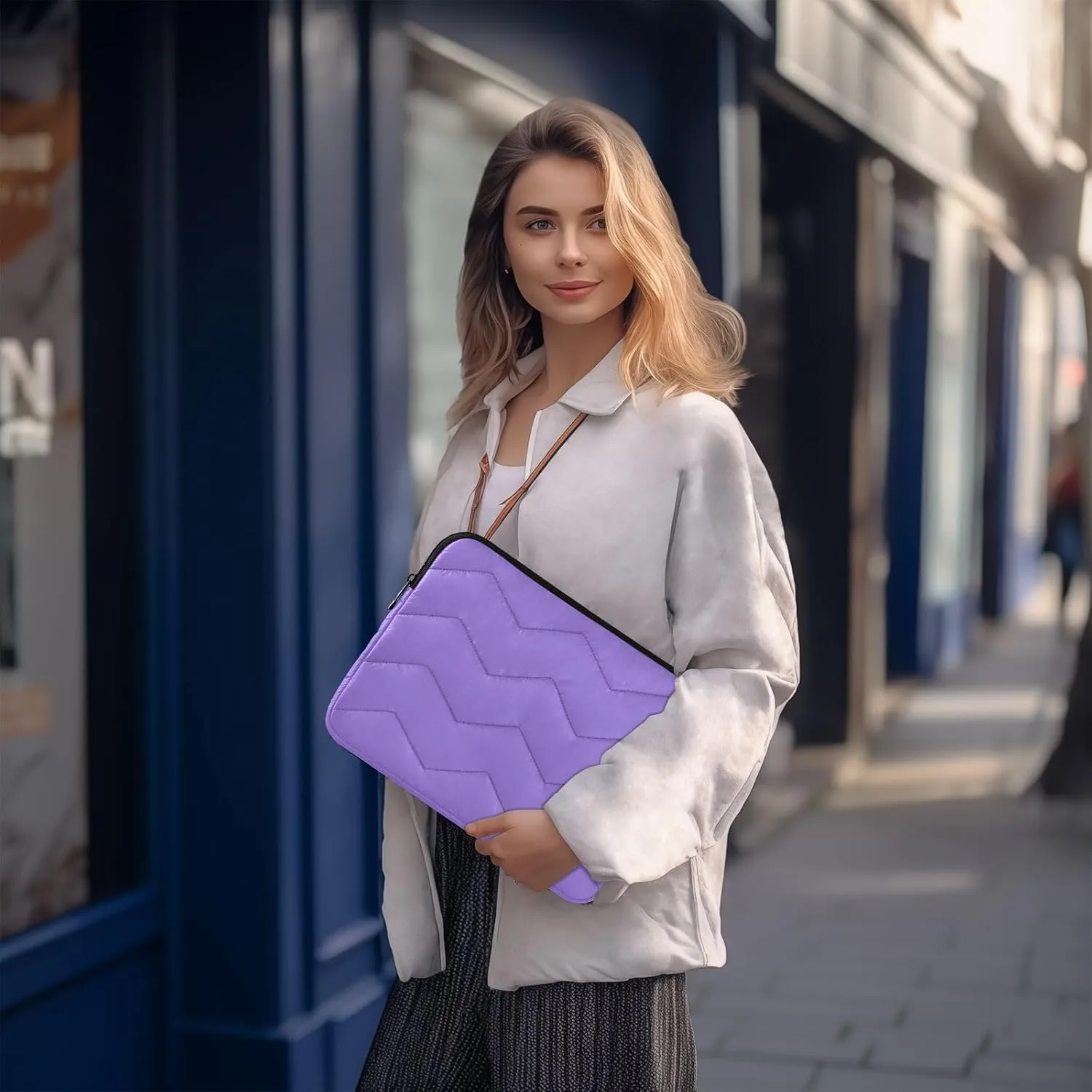 Laptop Cases Medium Purple Waterproof Briefcase Bag Thin Computer Carrying Bag, 15-15.6 Inch