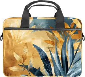 Laptop Shoulder Bag Watercolor Autumn Small Flowers Minimal Style Padded Computer Briefcase for Adults, 13.4-14.5 Inch