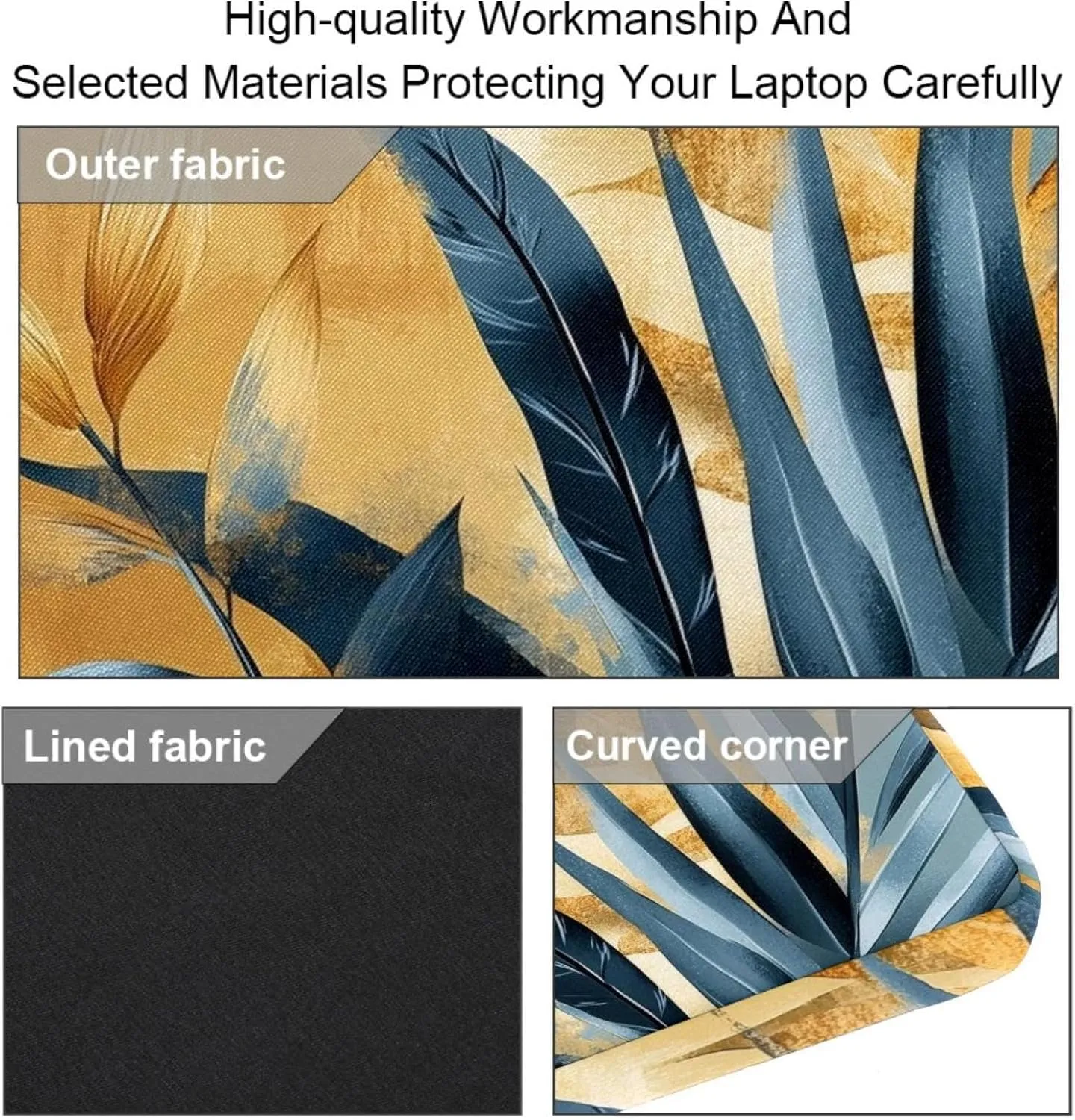Laptop Shoulder Bag Watercolor Autumn Small Flowers Minimal Style Padded Computer Briefcase for Adults, 13.4-14.5 Inch