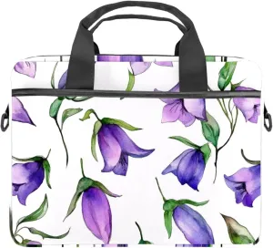 Laptop Shoulder Bag Watercolor Autumn Small Flowers Minimal Style Padded Computer Briefcase for Adults, 13.4-14.5 Inch